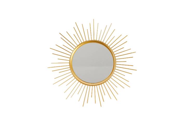 Miroir forme soleil en métal doré - Blancheporte