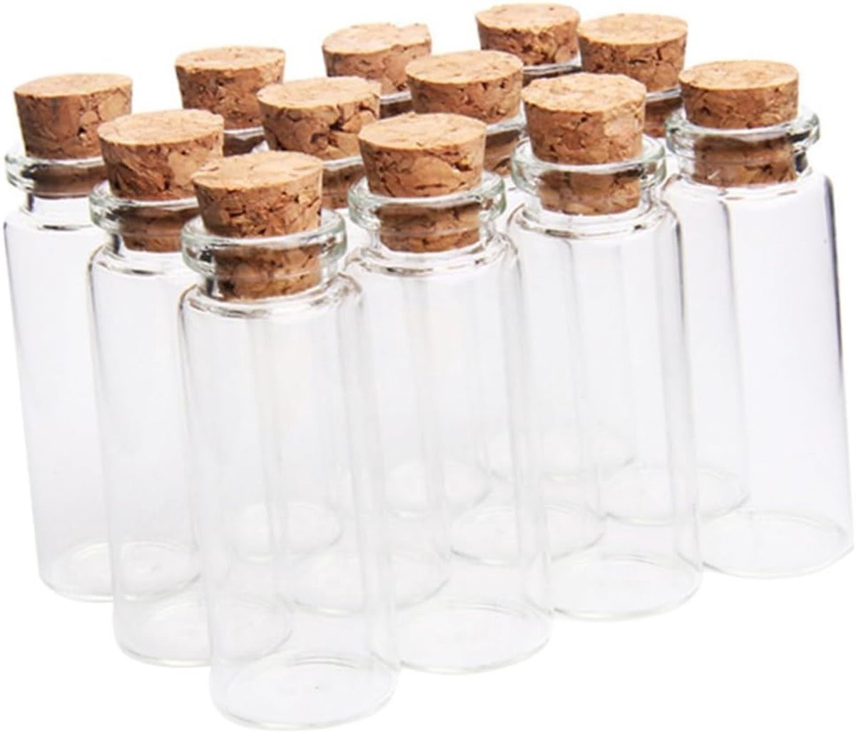 Mini Glazen Potjes met Kurk - Transparante Wensflesjes - 20 ml