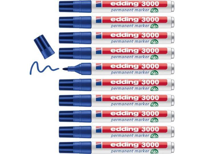 edding 3000 permanent marker - ronde punt 1,5-3 mm - sneldrogend - blauw