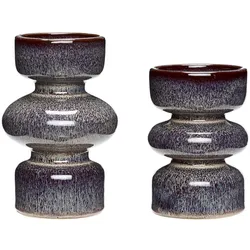 Hübsch Kerzenhalter Keramik Pflaume 2ER SET 8x12cm 10x15cm