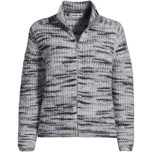 Strick-Cardigan mit Reißverschluss für Damen in Petite-Größe, Damen, size: petite, Grau, by Lands' End