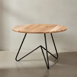 KADIMA DESIGN Akazienholz Couchtisch mit Haarnadelgestell, modernes Design, große Ablagefläche.