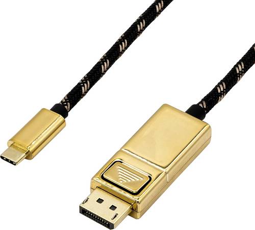 Roline USB-C / DisplayPort Adapterkabel USB-C Stecker, DisplayPort Stecker 2.00 m Schwarz/Gold 11.04.5849 USB-C-Displaykabel