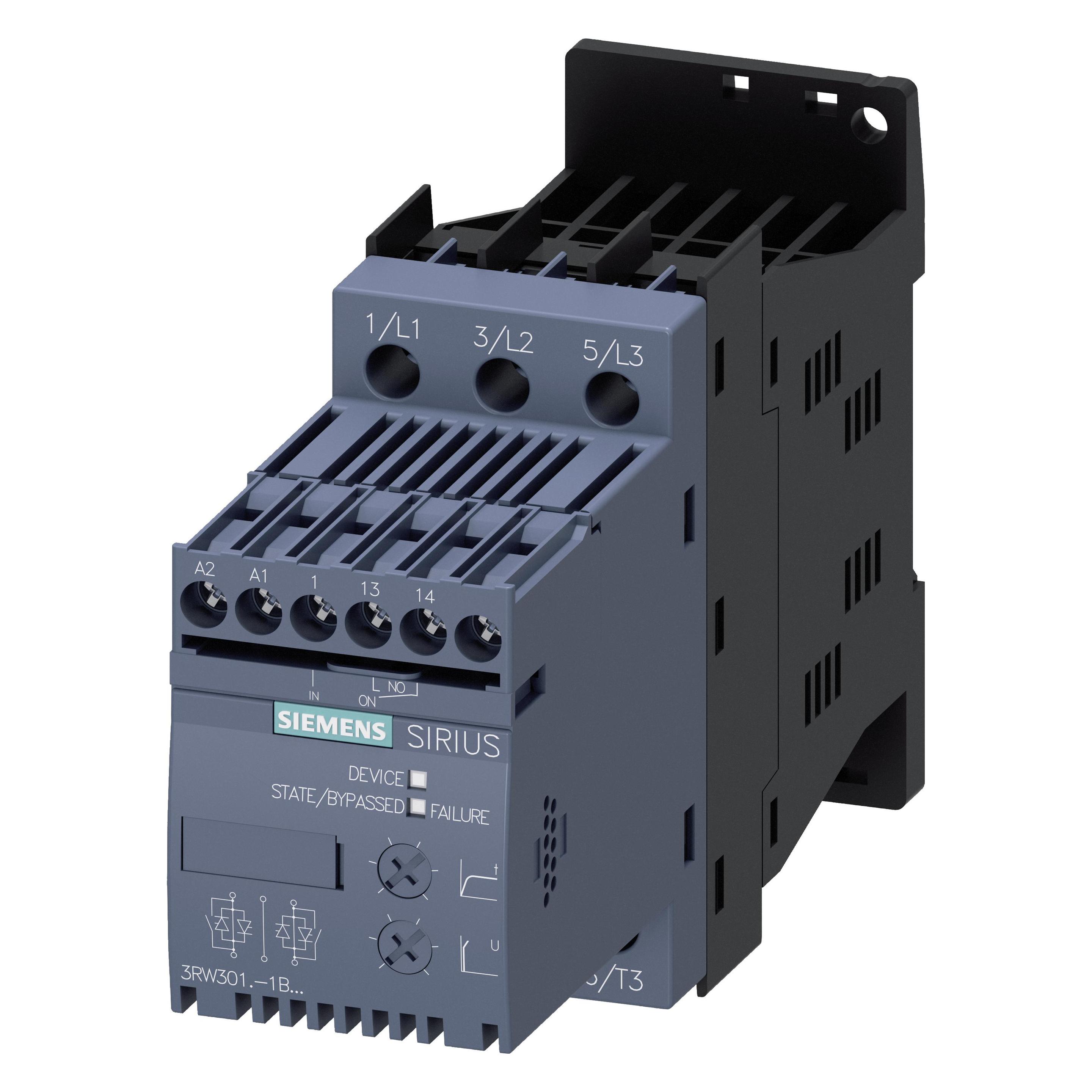 Siemens Sanftstarter Motorleistung bei 400 V 4.0 kW Motorleistung bei 230 V 2.2 kW 400 V/AC Nennstrom 9 A 3R (3RW3016-1BB14)