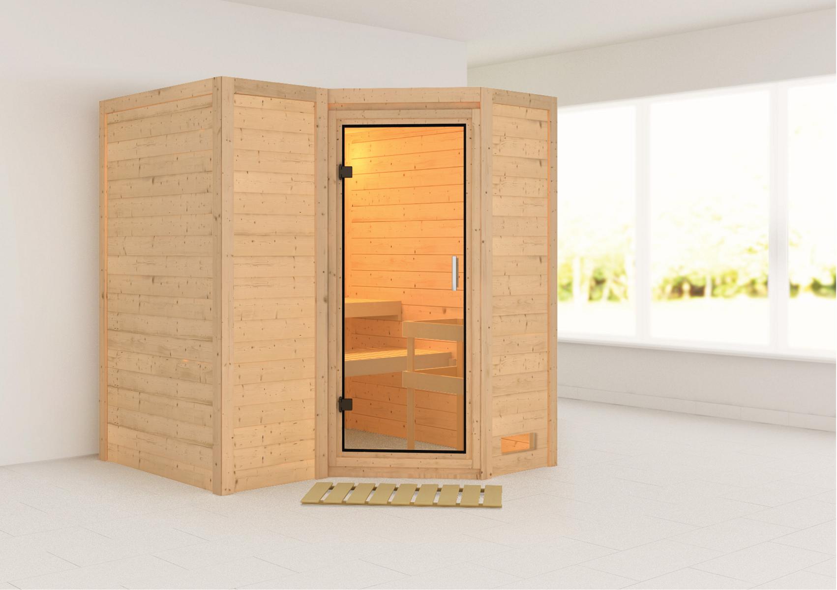 KARIBUHOLZT Sauna Sahib 1 Eck,o. Zub. klarglas GGT 16879882