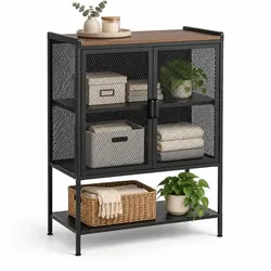 Relaxdays Metallschrank Metall Holzoptik Braun,Schwarz