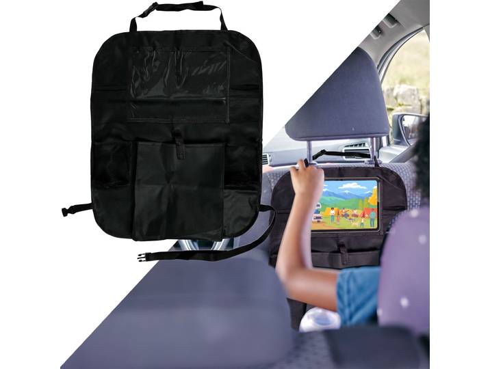 Autositz-Organizer mit Tablet-Halterung und 5 Fächern, schwarz