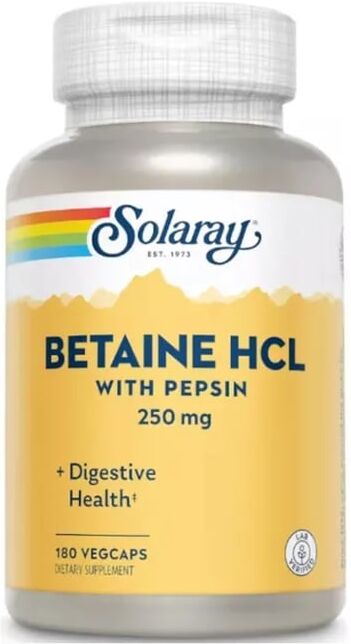 Solaray Betaine HCL With Pepsin 250 mg 180 VCaps