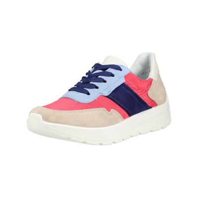 Sneaker ARA "Ara Sneaker Lederimitat", Damen, Gr. 39, bunt (beige, blau), Lederimitat, Schuhe Sneaker