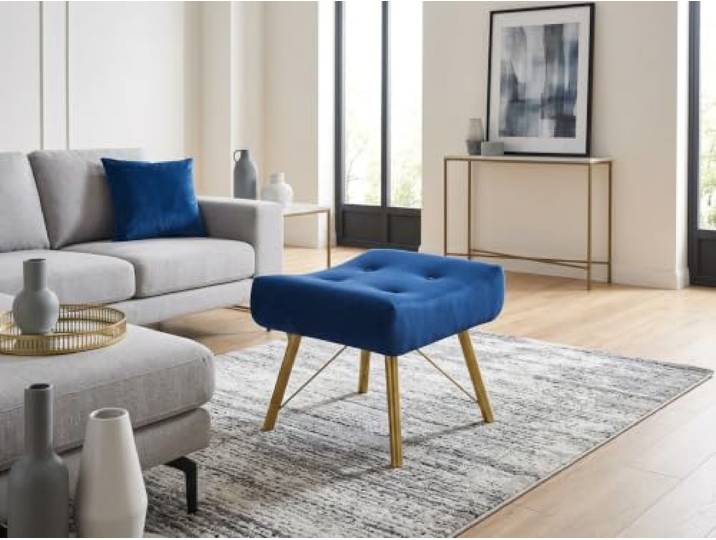 Family Meble Polsterhocker Luna Royal Aura – Fußhocker mit Stoff-Bezug – Blau · Royal 22