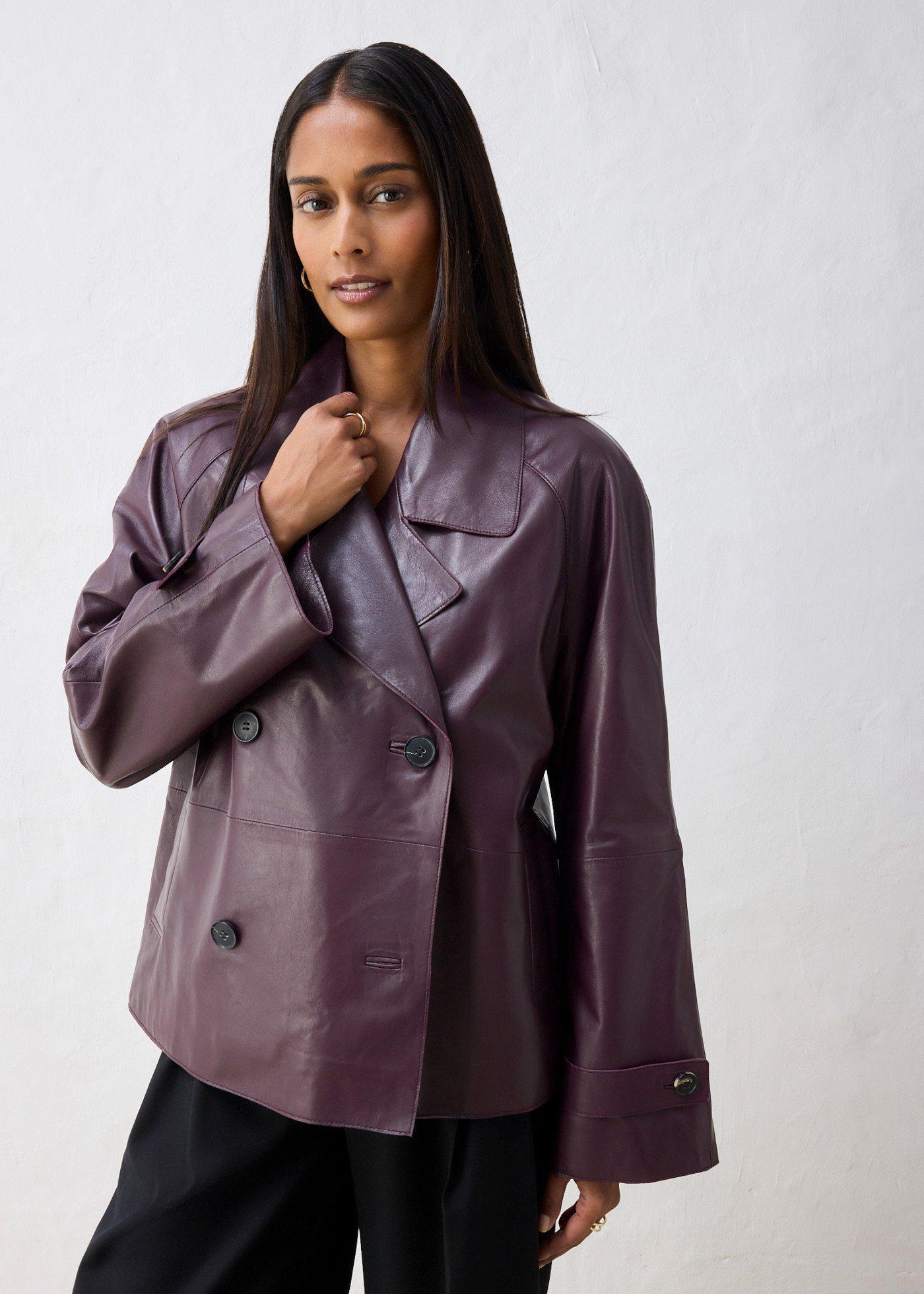 bonprix Cabanjacke aus Lammnappa-Leder, rot, Gr.40, moderne Cabanjacke aus hochwertigem Lammnappa-Leder, aus Nappaleder