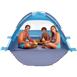 VEVOR Strandmuschel Sonnenschutz für 3 Personen, UPF 50+ Schutz, Tragbares Strandzelt mit Tragetasche & Bodenverankerungen, Leichter Strandsonnenschirm für Camping Angeln Picknick, Sonnenzelt