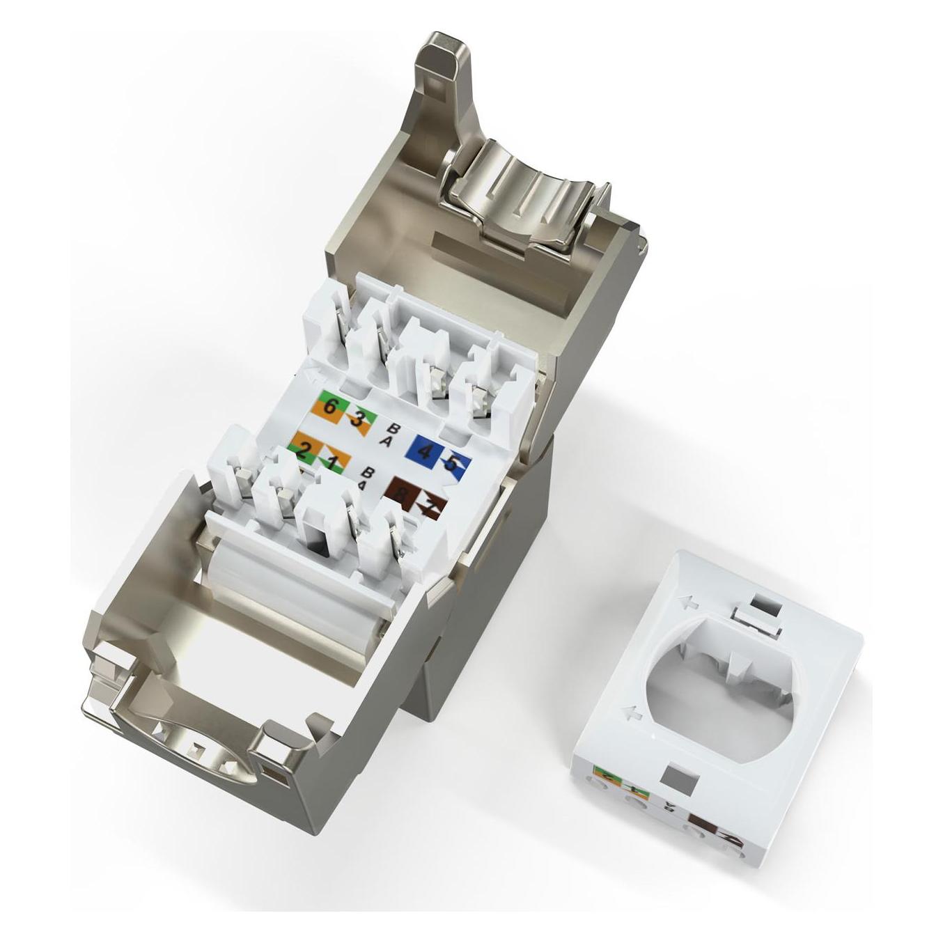 Digitus CAT 6A Kompakt-Keystone Modul, geschirmt, werkzeugfreier Montageanschluss, 4 Stk. (Keystone Modul) (DN-93615-S-4)