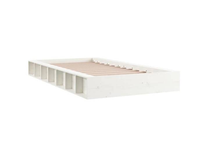 Stable&Durable - Blanc - (140x190 cm)Structure de lit double - Cadre de lit - sans matelas - blanc 140x190 cm bois massif - Meuble d