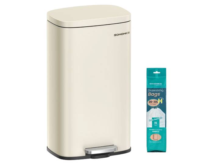 Poubelle à pédale cuisine avec couvercle à fermeture 30 l noir