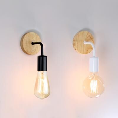 Friendly Fresh Finds Vintage Wood Wall Sconce E27 Industrial Wall Light For Bedroom Decor white