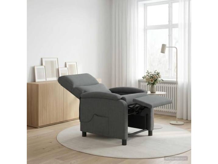 Massage Relaxsessel Dunkelgrau Stoff Verstellbare Rückenlehne 115°-160°,Metall-und Holzwerkstoff-Rahmen,Schaumstoff-und Faser-Polsterung,pflegeleicht