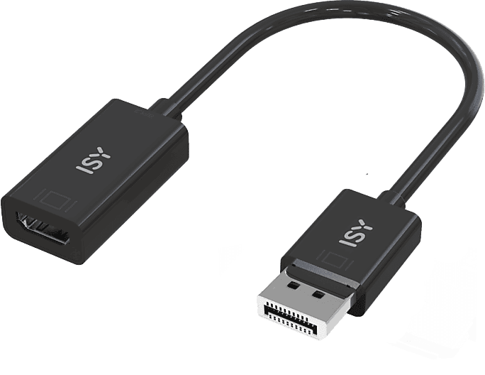 Adaptador - ISY IDP-2000, Compatibilidad Universal, DisplayPort a HDMI, Resolución 4K Ultra HD, Negro