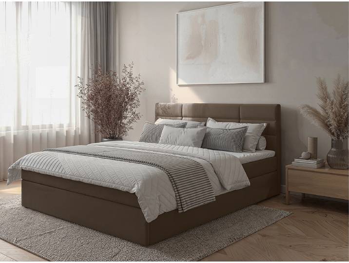 Boxspringbett 160 x 200cm Webstoff Aleida Braun