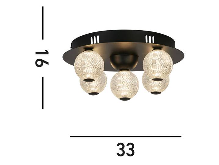 Searchlight LED Deckenleuchte Asteroid, dimmbar, schwarz, für Wohn- / Esszimmer, Metall, Modern, Deckenlampe