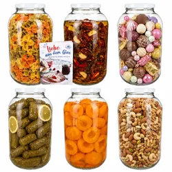 6er Set Einmachglas 4,25L Vorratsglas TO100 Deckel weiß Rezeptheft Einkochen