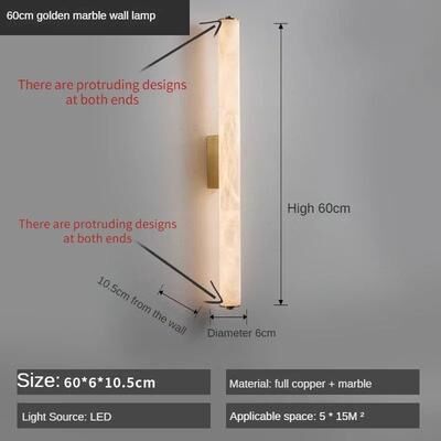 Inspired Living Luxury Spanish Marble LED Wall Sconce Full Copper Modern Snowflake Design golden 60cm