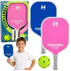 Tennis-, Badminton- und Pickleball-Schlägerset in Pink und Blau