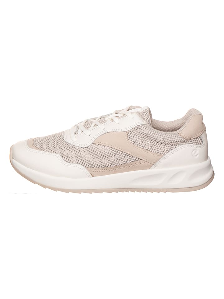 Ecco Leder-Sneakers in Weiß/ Beige - 37