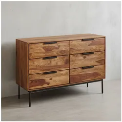 Kommode – Massivholz/Metall, 117x80x42 cm, Industrial, 3 Schubladen