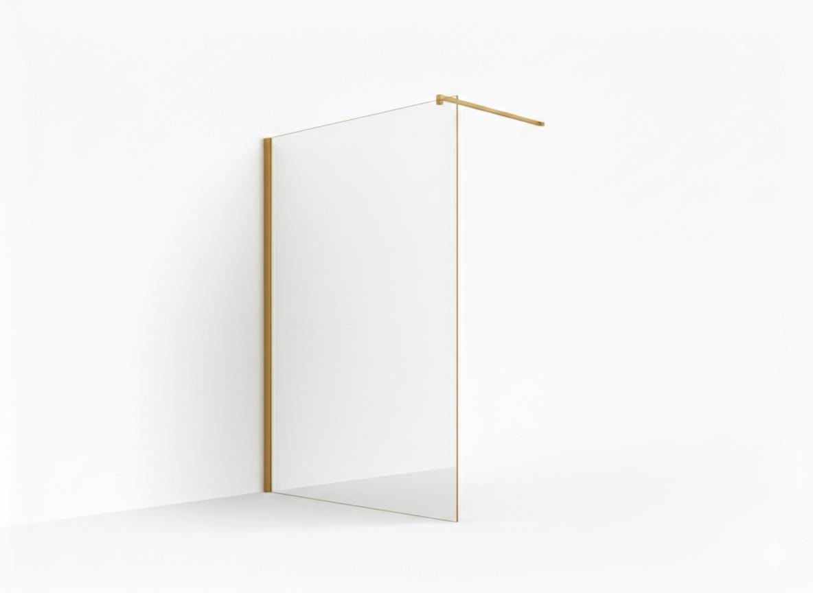 Glaszentrum Hagen Walk in Duschwand Jade 140x200 cm, Klarglas, Gold