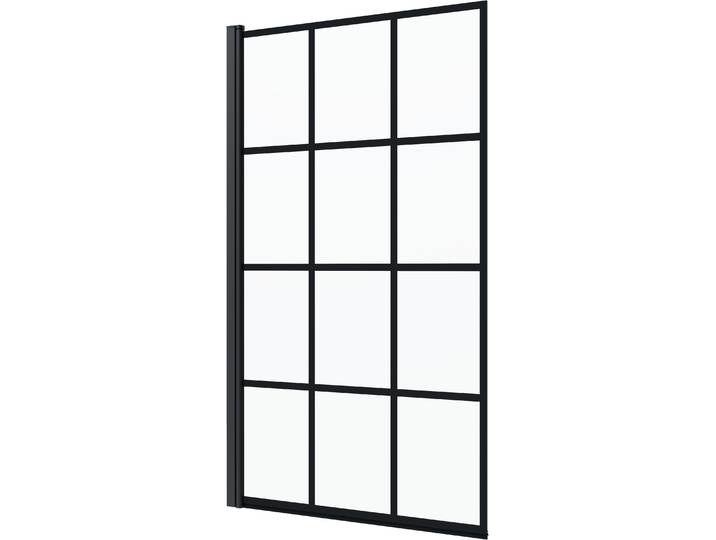Badewannenaufsatz WELLTIME, schwarz-weiss (schwarz), B:80cm H:140cm, Duschwände, Badewannenaufsatz, 12-Geteilter Badewannenaufsatz in trendigem Schwarz