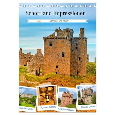 Schottland Impressionen - Schlösser und Whisky (Tischkalender 2026 DIN A5 hoch), CALVENDO Monatskalender