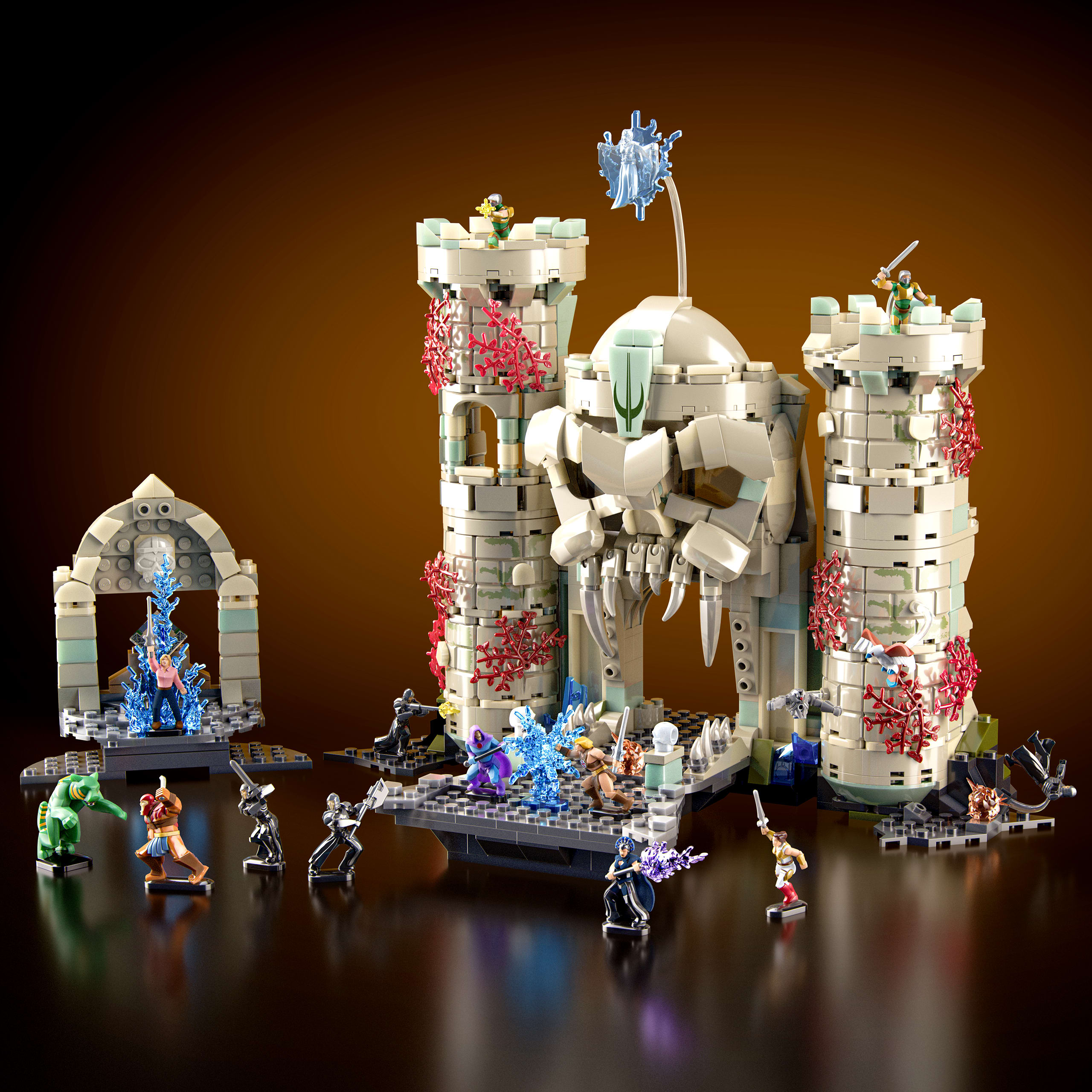 Modellbausatz MATTEL "Mattel Brick Shop Master of the Universe - Battle of Castle Grayskull", beige (bunt), Modellbausätze, Kinder, Modellbausatz, Bauset