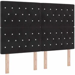 vidaXL, Boxspringbett, Boxspringbett Mit Matratze & Led Samt Schwarz (140 x 200 cm)