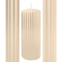 Wiedemann Kerzen Rillen Kerzen Creme 200 x Ø 80 mm, 4 Stück
