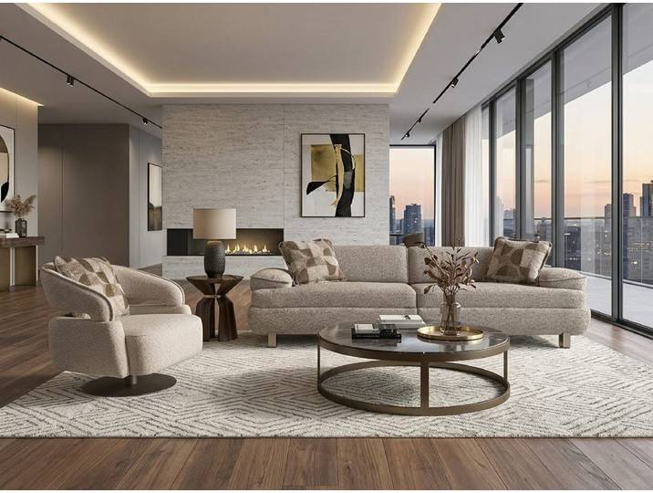 JVmoebel Polstergarnitur Sitzgarnitur Sofa und Sessel Polstermöbelgarnitur Modernes Interieur, (3-tlg), Made in Europa