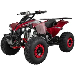 Benzin-Jugend-Quad S-10, 125ccm, ATV, Gepäckträger, Not-Aus-Leine, Halbautomatik, Scheibenbremse (Metallic/Rot)