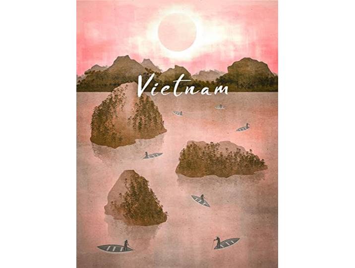 Komar Wandbild - Vintage Travel Vietnam - Größe: 30 x 40 cm - Poster, Kunstdruck, Dekoration, Wohnzimmer, Schlafzimmer