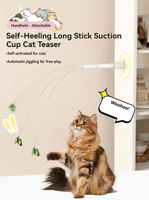 Inspire Curations SpinChase Automatic Suction Cup Cat Teaser Toy white