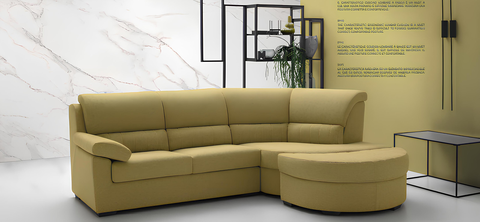 Alfitalia Moderne Luxe Hoekbank L-vorm in Geel Textiel