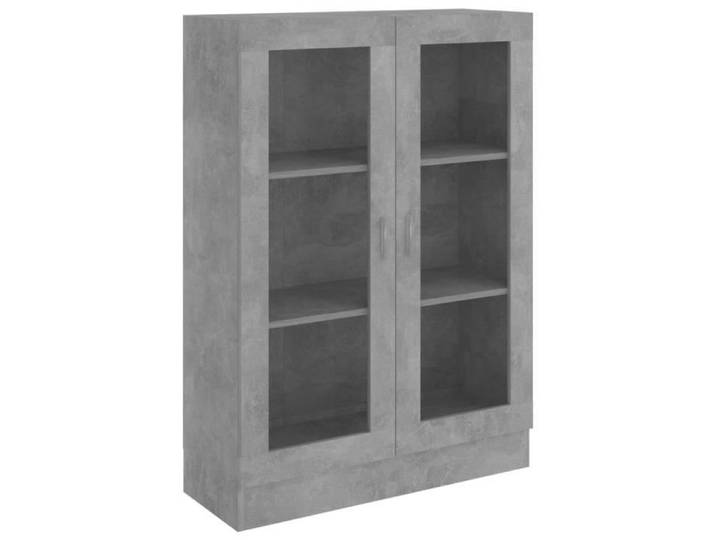 Armoire à vitrine OMABETA - Gris béton - 82 5x30 5x115 cm - 3 étagères