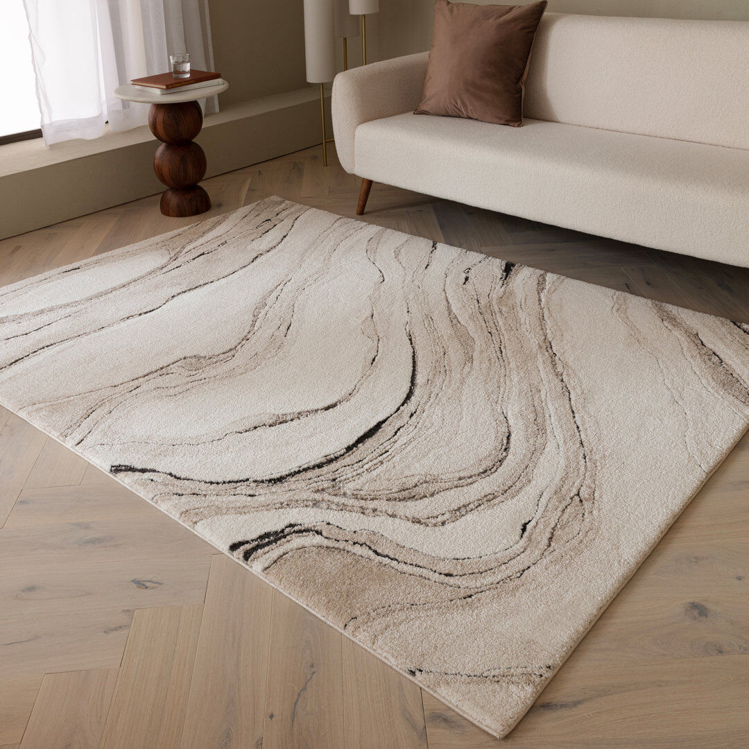 Metro Decara Quartz Abstract High-Low Beige Area Rug Beige Rectangle 160 x 230 cm