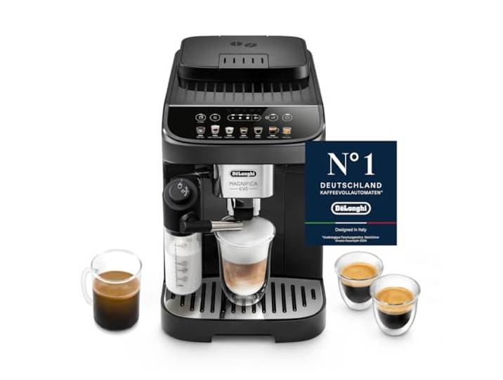De'Longhi Magnifica Evo - Kaffeevollautomat 7 Getränke Schwarz Kaffeemaschine mit LatteCrema Hot-Milchaufschäumer, Cappuccino, One-Touch-Getränke, Touch-Bedienfeld, ECAM292.81.B