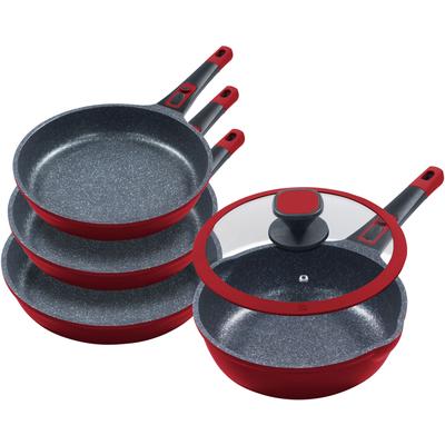 Pfannen-Set KING "Moonscape", rot, Ø:28cm, Pfannen, abnehmbarer Griff, MOONSCAPE-Beschichtung, Induktion