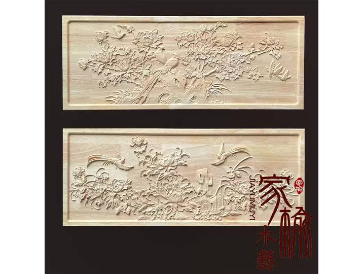 Sculpture murale en bois massif, cloison en bois de Style ancien en Relief Floral et d'oiseaux de Style chinois traditionnel pour la décoration de la maison