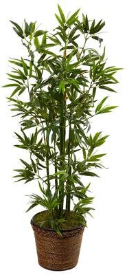 Nearly Natural 4-foot Bamboo Tree in Coiled Rope Planter