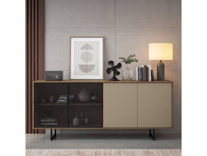 Buffet Malnate Dmora en Bois Nobilité Beige 200x40x87h cm