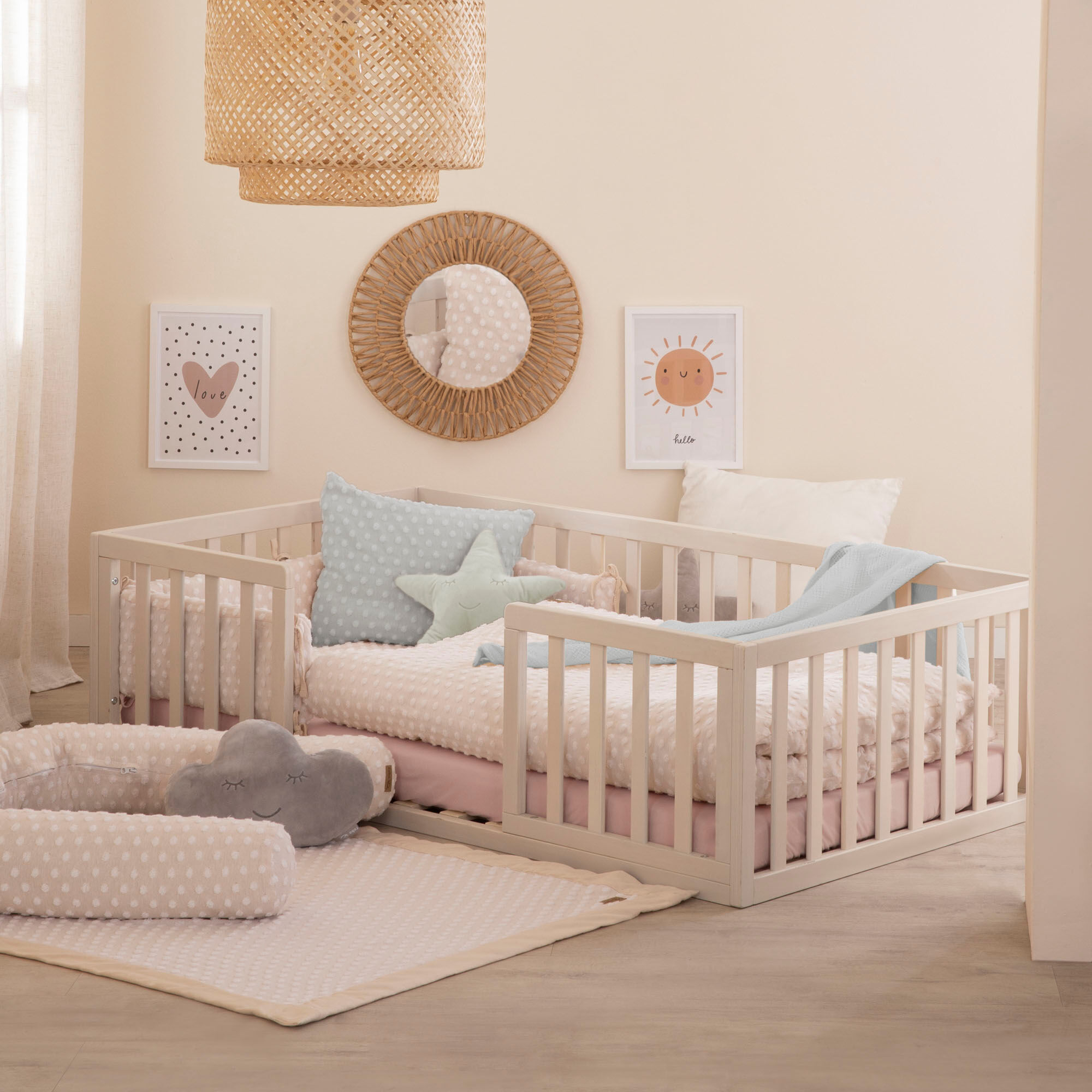 Nestchenschlange ROBA "frosty almond", rosa (frosty almond), Obermaterial: 80% Baumwolle, 20% Polyester. Füllung: 100% Polyester, Bettnestchen, Nestchenschlange frosty almond Einheitsgröße