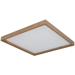 Deckenlampe Deckenleuchte Wohnzimmerleuchte Holzleuchte Lampe Schlafzimmer CCT mit Farbfixierung, Holzoptik Landhaus weiß, 1x LED 24W 1500Lm 2700-6500K, HxLxB 8,5x45x45cm