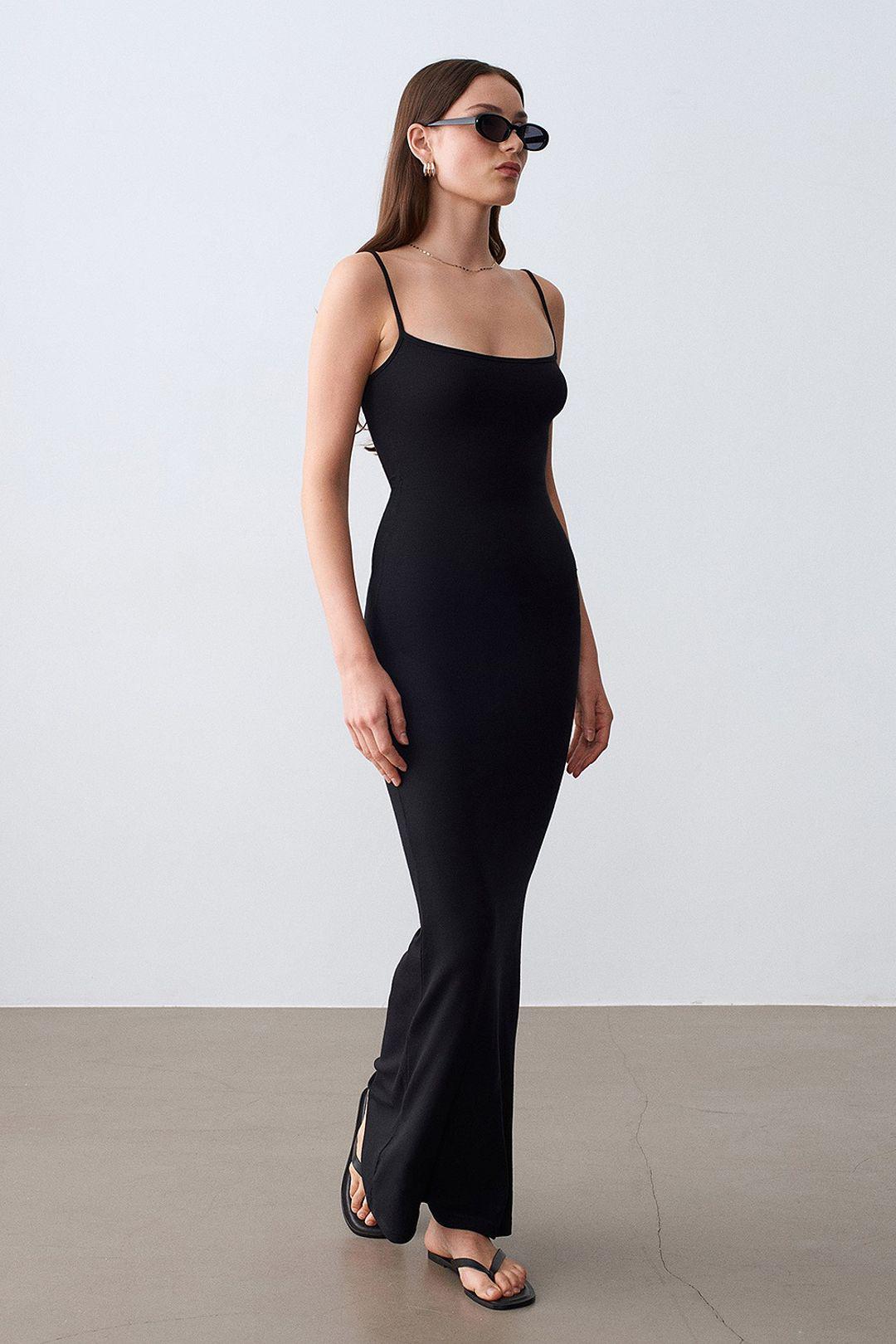 Geribbelde Bodycon Maxi-jurk